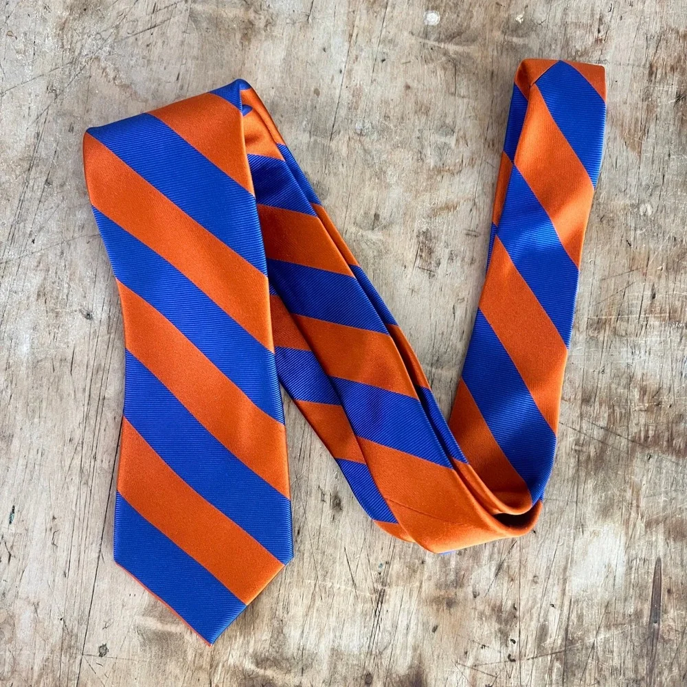 Signature Collection University of Florida Tie OS Mens Silk Striped Orange Blue